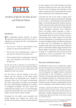 Freedom of Speech, the Rule of Law and Political Debate