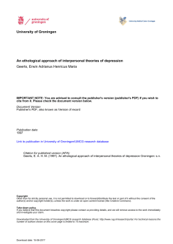 University of Groningen An ethological approach of