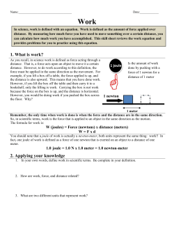 1. What is work? 2. Applying your knowledge