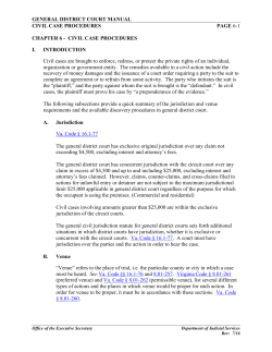 GENERAL DISTRICT COURT MANUAL CIVIL CASE