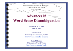 Advances in Word Sense Disambiguation