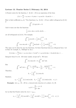 Lecture 13. Fourier Series I. February 10, 2014