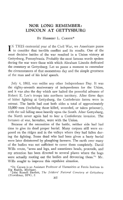 nor long remember: lincoln at gettysburg