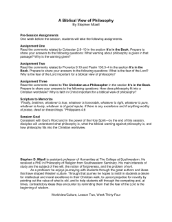 A Biblical View of Philosophy