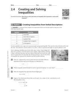 2 . 4 Creating and Solving Inequalities