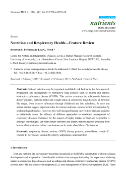 Nutrition and Respiratory Health&mdash;Feature Review