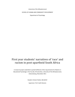 First year students` narratives of `race` and racism in post