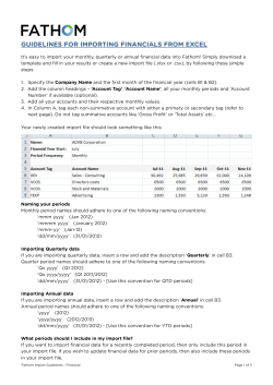 guidelines for importing financials from excel
