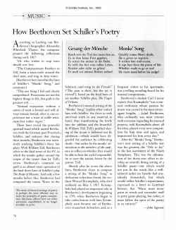 How Beethoven Set Schiller`s Poetry