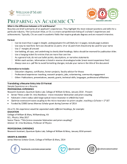 preparing an academic cv - College of William and Mary