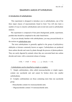 Quantitative analysis of Carbohydrates