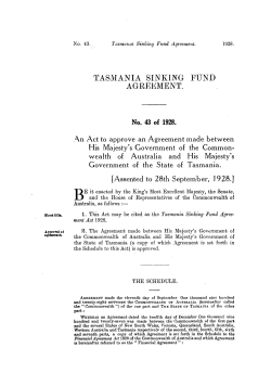 TASMANIA SINKING FUND AGREEMENT.