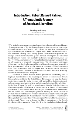 Introduction: Robert Roswell Palmer: A Transatlantic Journey of
