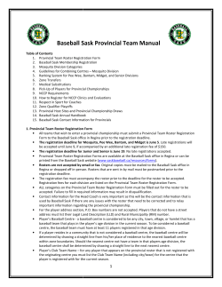 2016 Baseball Sask Provincial Team Manual