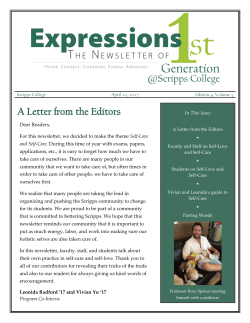 2017 April FirstGen Newsletter - Inside Scripps