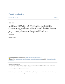 In Honor of Walter O. Weyrauch: The Case for Overturning Williams