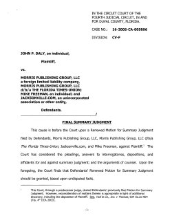 JOHN P. DALY, an individual, Plaintiff, IN THE