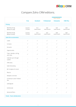 Compare Zoho CRM editions.