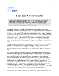 Background paper 3 &ndash; Can goals motivate students?