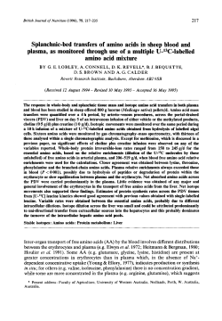 Splanchnic-bed transfers of amino acids in sheep blood and plasma