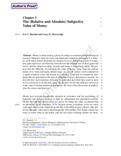 Subjective Value of Money