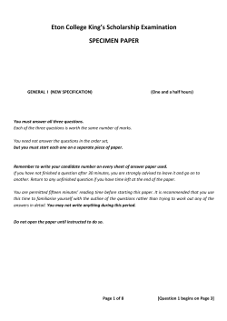 Eton College King`s Scholarship Examination SPECIMEN PAPER