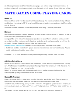 MATH GAMES USING PLAYING CARDS