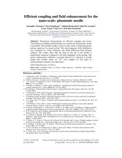 plasmonic needle - CS HUJI Home Page