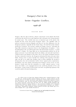 Hungary`s Part in the Soviet&mdash;Yugoslav Conflict, 1956-58