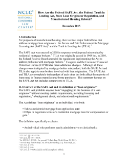 How Are the Federal SAFE Act, the Federal Truth in Lending Act