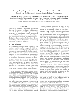 Analyzing Dependencies of Japanese Subordinate Clauses based