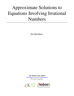 1 Approximate Solutions to Equations Involving Irrational Numbers