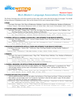 MLA (Modern Language Association) Works Cited