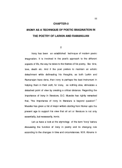 CHAPTER-3 IRONY AS A TECHNIQUE OF POETIC IMAGINATION