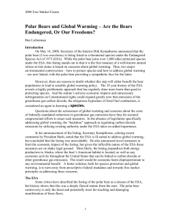 Polar Bears and Global Warming &ndash; Are the Bears Endangered, Or