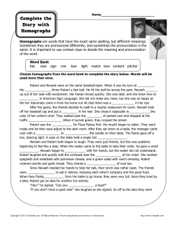 Complete the Story | Homograph Worksheets