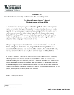President Abraham Lincoln`s Speech The Gettysburg Address, 1863