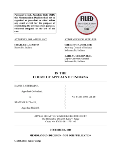 David E. Stutsman v. State of Indiana