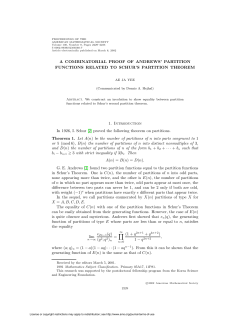 A COMBINATORIAL PROOF OF ANDREWS` PARTITION