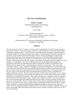 The Fear of Education Judith Tendler