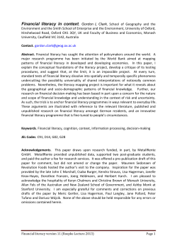Financial literacy in context - School of Geography and the