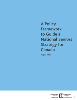 A Policy Framework to Guide a National Seniors Strategy for Canada