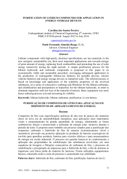 PURIFICATION OF LITHIUM COMPOUNDS FOR APPLICATION IN