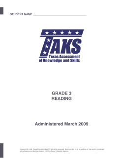 GRADE 3 READING Administered March 2009