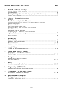 Past Paper Questions - 2001 - 2008