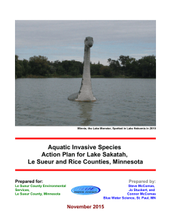 Aquatic Invasive Species Action Plan for Lake Sakatah, Le Sueur
