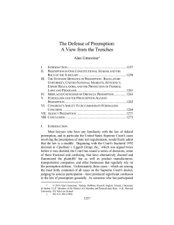 The Defense of Preemption: A View from the Trenches