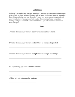 Unit 3 Pretest We haven`t yet studied any concepts from Unit 3