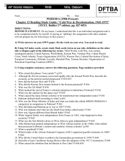 Chapter 33 Reading Study Guide: &ldquo;Cold War