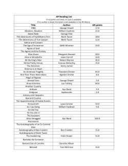 AP Reading List Title Author AR points